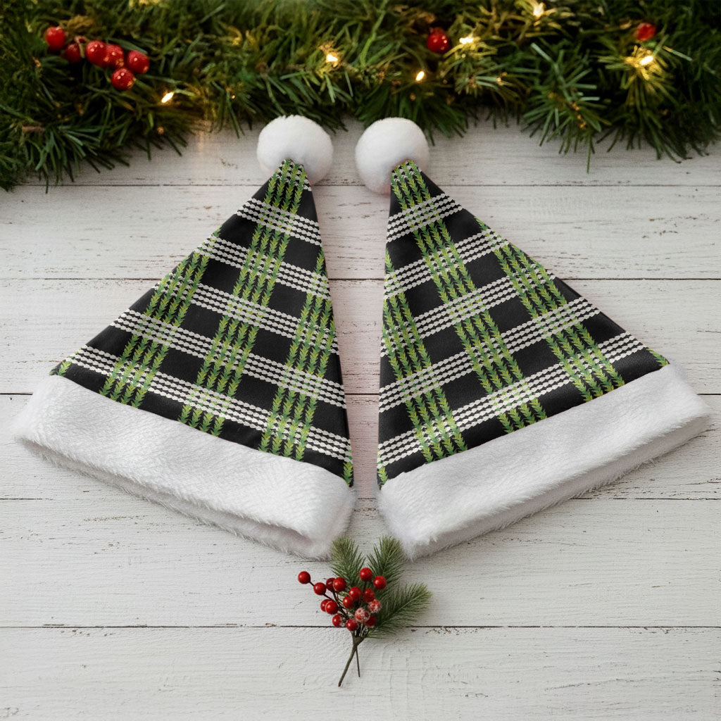 Aloha Hawaii Pakalana Pikake Lei Christmas Santa Hat Palaka Inspired Hawaiian-plaid Black