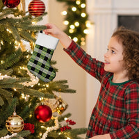 Aloha Hawaii Pakalana Pikake Lei Christmas Stocking Palaka Inspired Hawaiian-plaid Black