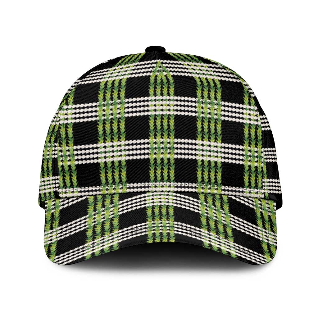Aloha Hawaii Pakalana Pikake Lei Classic Cap Palaka Inspired Hawaiian-plaid Black