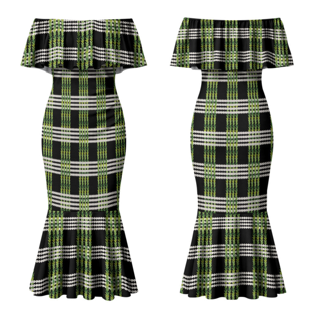 Aloha Hawaii Pakalana Pikake Lei Couples Matching Mermaid Dress and Hawaiian Shirt Palaka Inspired Hawaiian-plaid Black