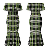 Aloha Hawaii Pakalana Pikake Lei Couples Matching Mermaid Dress and Hawaiian Shirt Palaka Inspired Hawaiian-plaid Black