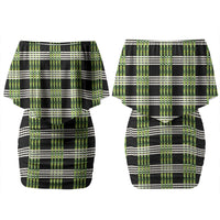 Aloha Hawaii Pakalana Pikake Lei Couples Matching Off Shoulder Short Dress and Hawaiian Shirt Palaka Inspired Hawaiian-plaid Black