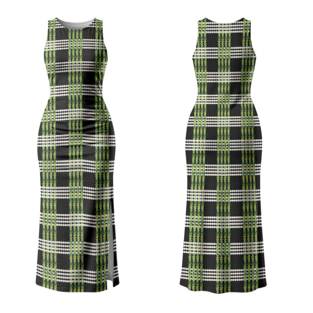 Aloha Hawaii Pakalana Pikake Lei Couples Matching Tank Maxi Dress and Hawaiian Shirt Palaka Inspired Hawaiian-plaid Black