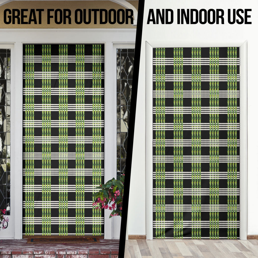 Aloha Hawaii Pakalana Pikake Lei Door Cover Palaka Inspired Hawaiian-plaid Black