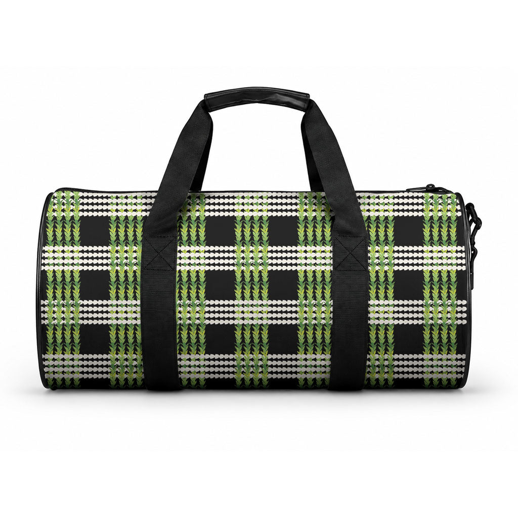 Aloha Hawaii Pakalana Pikake Lei Duffle Bag Palaka Inspired Hawaiian-plaid Black