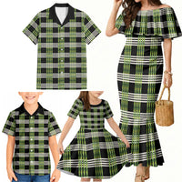 Aloha Hawaii Pakalana Pikake Lei Family Matching Mermaid Dress and Hawaiian Shirt Palaka Inspired Hawaiian-plaid Black