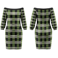 Aloha Hawaii Pakalana Pikake Lei Family Matching Off The Shoulder Long Sleeve Dress and Hawaiian Shirt Palaka Inspired Hawaiian-plaid Black