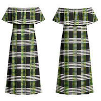 Aloha Hawaii Pakalana Pikake Lei Family Matching Off Shoulder Maxi Dress and Hawaiian Shirt Palaka Inspired Hawaiian-plaid Black