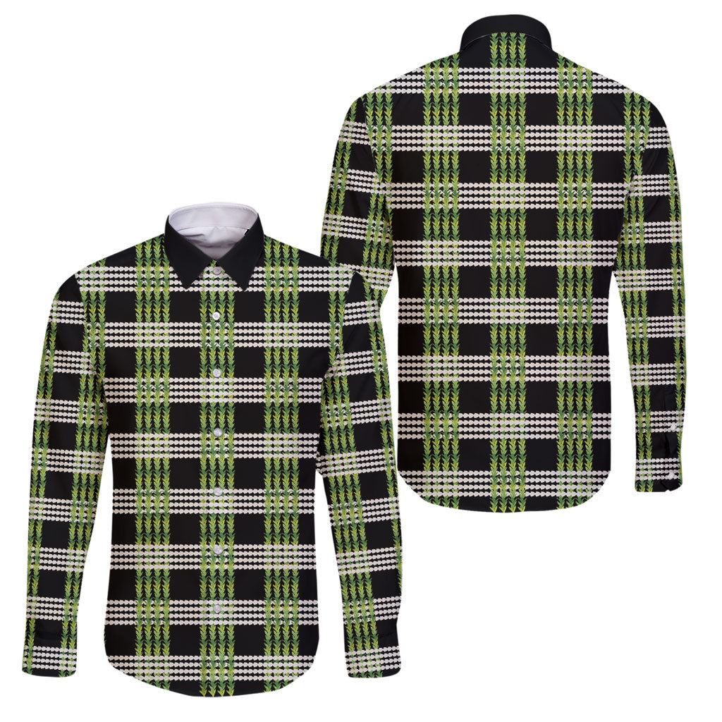 Aloha Hawaii Pakalana Pikake Lei Family Matching Puletasi and Hawaiian Shirt Palaka Inspired Hawaiian-plaid Black