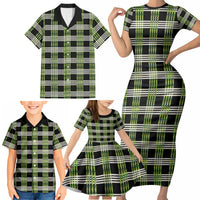 Aloha Hawaii Pakalana Pikake Lei Family Matching Short Sleeve Bodycon Dress and Hawaiian Shirt Palaka Inspired Hawaiian-plaid Black