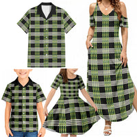 Aloha Hawaii Pakalana Pikake Lei Family Matching Summer Maxi Dress and Hawaiian Shirt Palaka Inspired Hawaiian-plaid Black