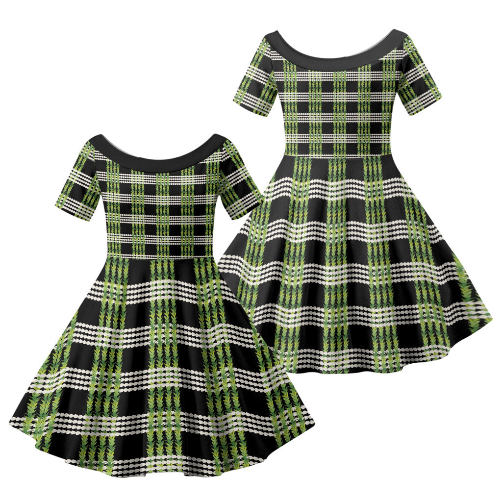 Aloha Hawaii Pakalana Pikake Lei Family Matching Summer Maxi Dress and Hawaiian Shirt Palaka Inspired Hawaiian-plaid Black