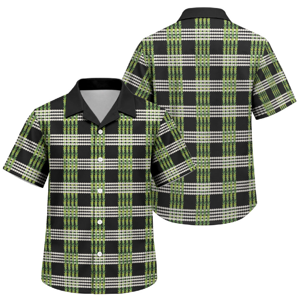 Aloha Hawaii Pakalana Pikake Lei Family Matching Tank Maxi Dress and Hawaiian Shirt Palaka Inspired Hawaiian-plaid Black