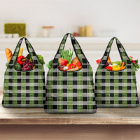Aloha Hawaii Pakalana Pikake Lei Grocery Bag Palaka Inspired Hawaiian-plaid Black