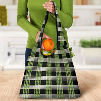 Aloha Hawaii Pakalana Pikake Lei Grocery Bag Palaka Inspired Hawaiian-plaid Black