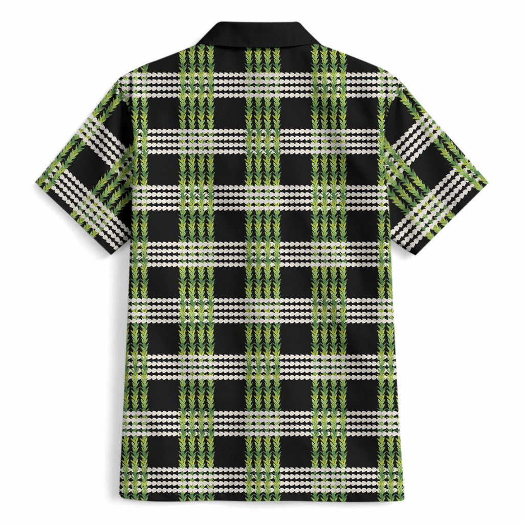 Aloha Hawaii Pakalana Pikake Lei Hawaiian Shirt Palaka Inspired Hawaiian-plaid Black