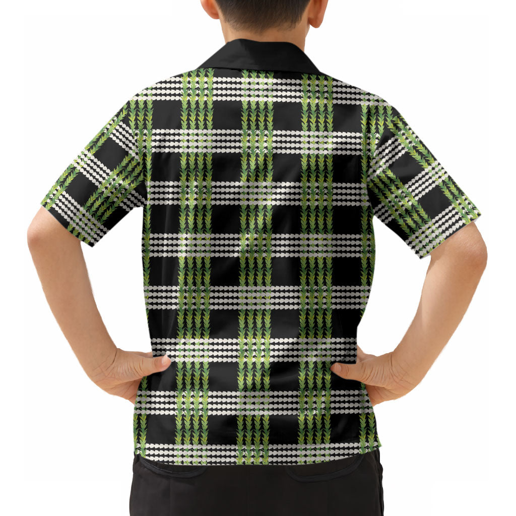 Aloha Hawaii Pakalana Pikake Lei Kid Hawaiian Shirt Palaka Inspired Hawaiian-plaid Black