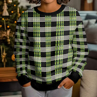 Aloha Hawaii Pakalana Pikake Lei Kid Ugly Christmas Sweater Palaka Inspired Hawaiian-plaid Black