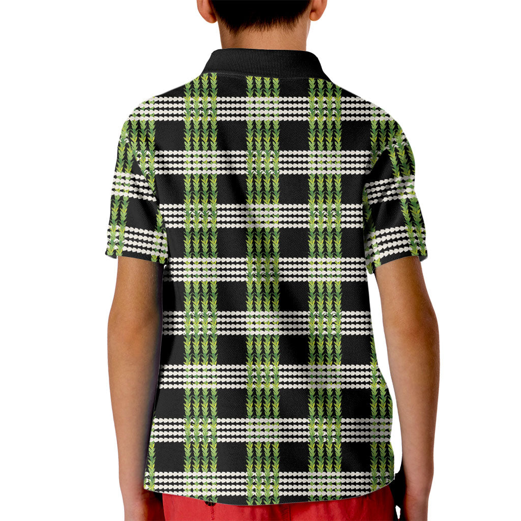 Aloha Hawaii Pakalana Pikake Lei Kid Polo Shirt Palaka Inspired Hawaiian-plaid Black
