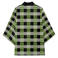 Aloha Hawaii Pakalana Pikake Lei Kimono Palaka Inspired Hawaiian-plaid Black