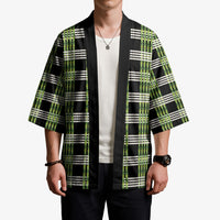 Aloha Hawaii Pakalana Pikake Lei Kimono Palaka Inspired Hawaiian-plaid Black