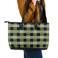 Aloha Hawaii Pakalana Pikake Lei Leather Tote Bag Palaka Inspired Hawaiian-plaid Black