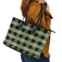 Aloha Hawaii Pakalana Pikake Lei Leather Tote Bag Palaka Inspired Hawaiian-plaid Black