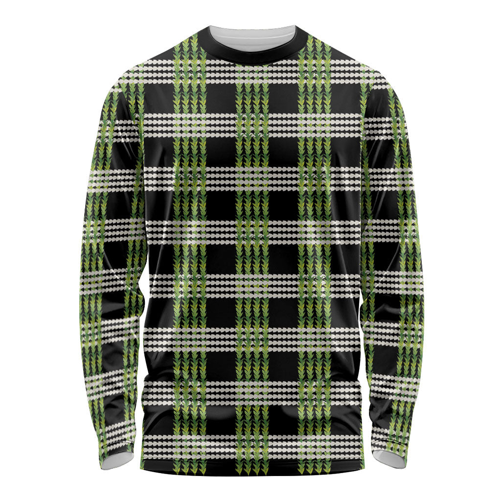 Aloha Hawaii Pakalana Pikake Lei Long Sleeve Shirt Palaka Inspired Hawaiian-plaid Black