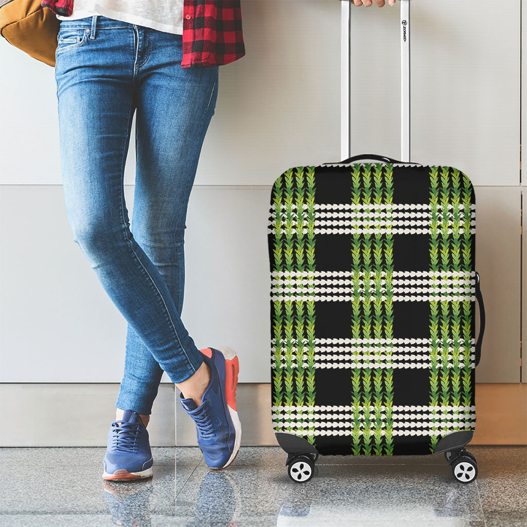 Aloha Hawaii Pakalana Pikake Lei Luggage Cover Palaka Inspired Hawaiian-plaid Black