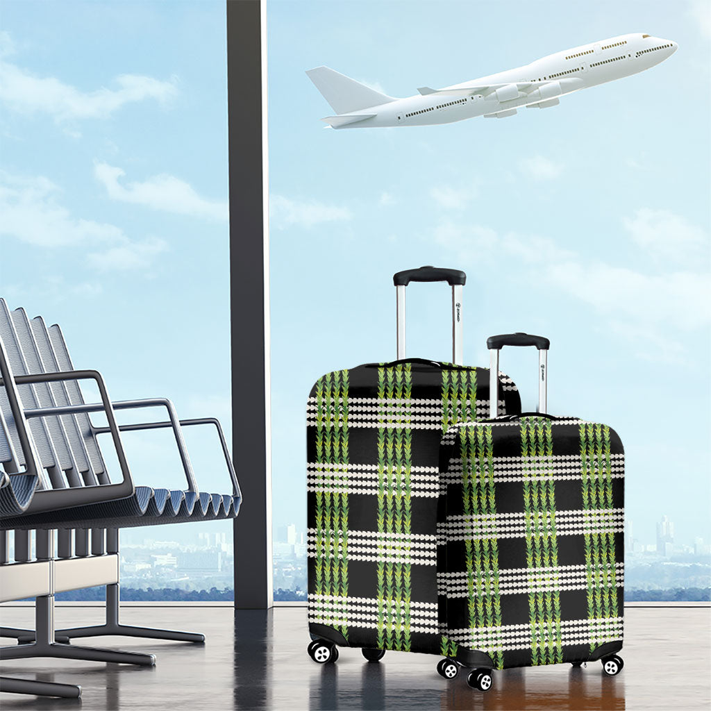 Aloha Hawaii Pakalana Pikake Lei Luggage Cover Palaka Inspired Hawaiian-plaid Black