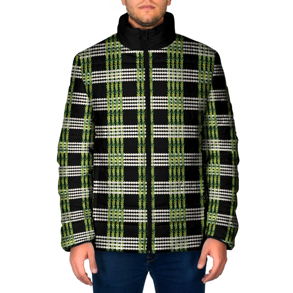 Aloha Hawaii Pakalana Pikake Lei Padded Jacket Palaka Inspired Hawaiian-plaid Black