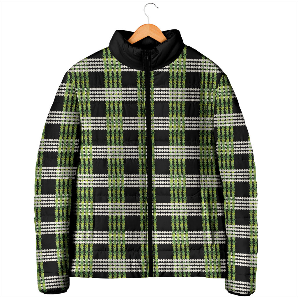 Aloha Hawaii Pakalana Pikake Lei Padded Jacket Palaka Inspired Hawaiian-plaid Black