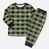 Aloha Hawaii Pakalana Pikake Lei Christmas Pajama Set Palaka Inspired Hawaiian-plaid Black
