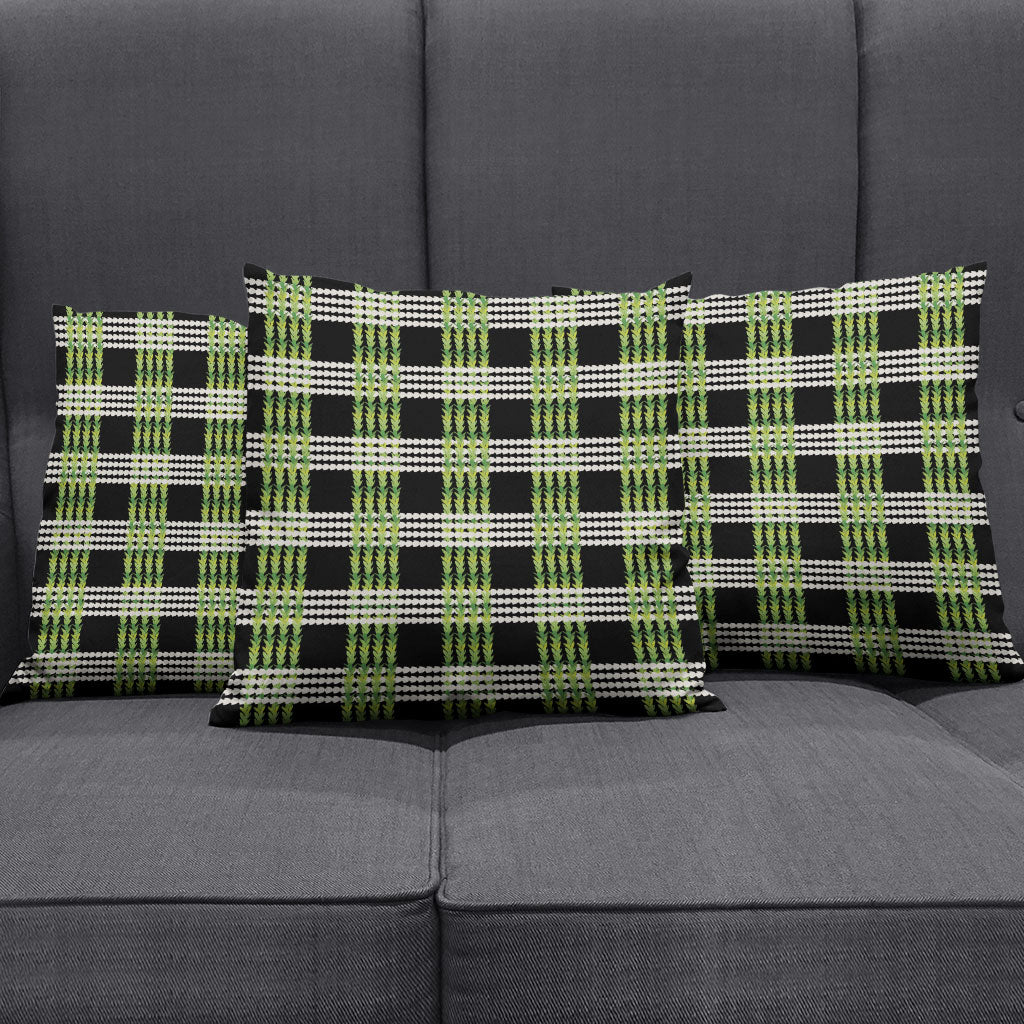 Aloha Hawaii Pakalana Pikake Lei Pillow Cover Palaka Inspired Hawaiian-plaid Black