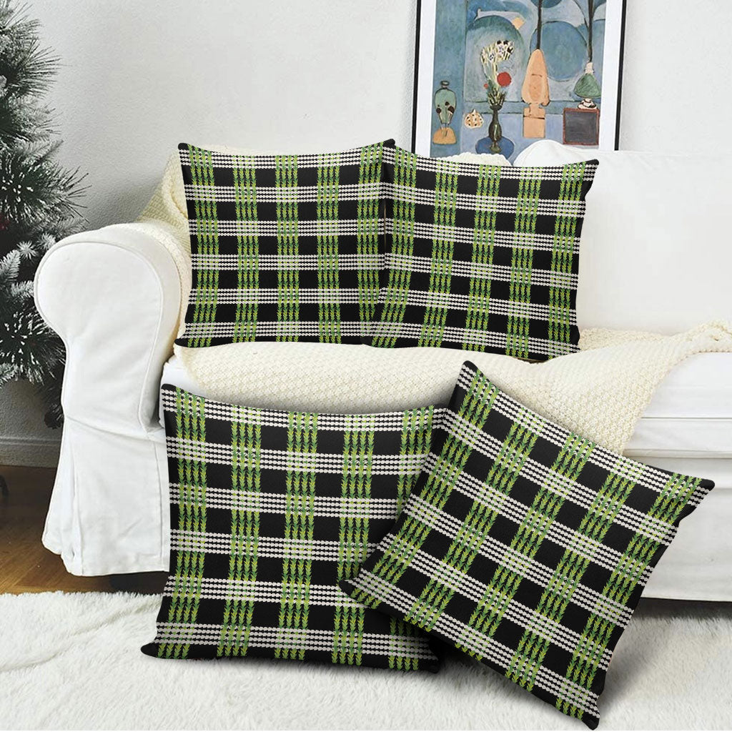 Aloha Hawaii Pakalana Pikake Lei Pillow Cover Palaka Inspired Hawaiian-plaid Black