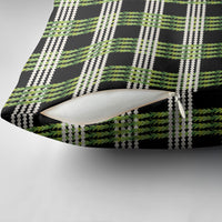 Aloha Hawaii Pakalana Pikake Lei Pillow Cover Palaka Inspired Hawaiian-plaid Black