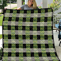 Aloha Hawaii Pakalana Pikake Lei Quilt Palaka Inspired Hawaiian-plaid Black