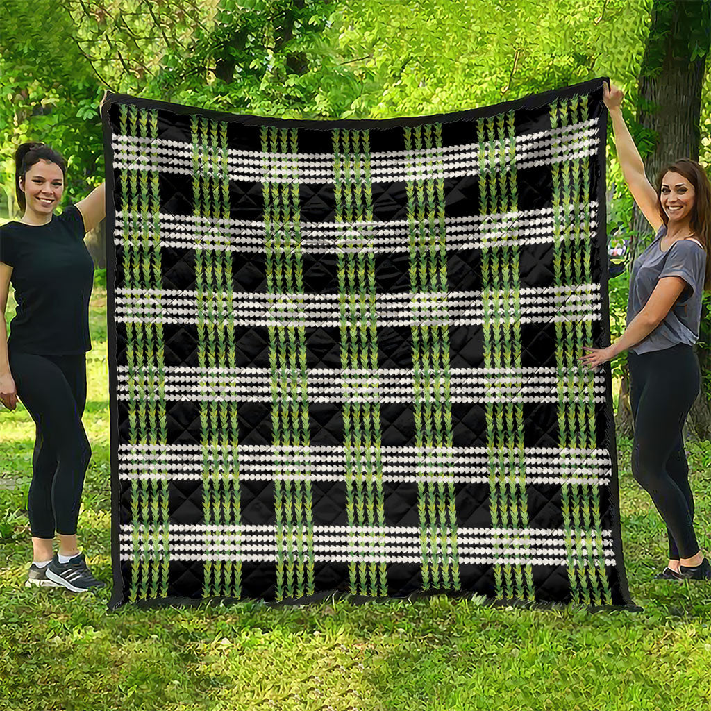 Aloha Hawaii Pakalana Pikake Lei Quilt Palaka Inspired Hawaiian-plaid Black
