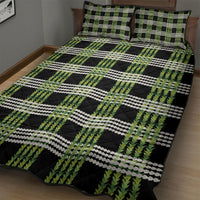 Aloha Hawaii Pakalana Pikake Lei Quilt Bed Set Palaka Inspired Hawaiian-plaid Black