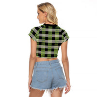 Aloha Hawaii Pakalana Pikake Lei Raglan Cropped T Shirt Palaka Inspired Hawaiian-plaid Black
