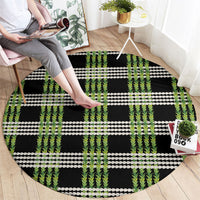 Aloha Hawaii Pakalana Pikake Lei Round Carpet Palaka Inspired Hawaiian-plaid Black