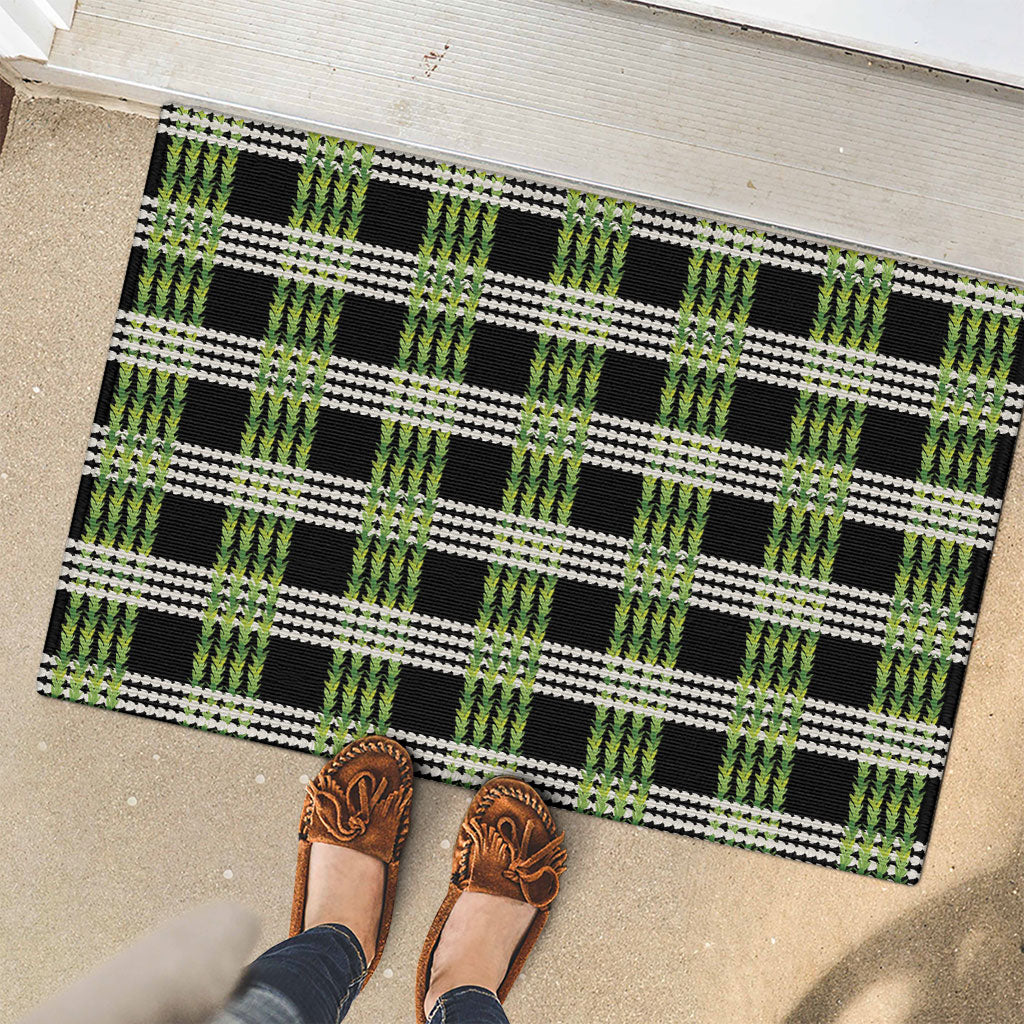 Aloha Hawaii Pakalana Pikake Lei Rubber Doormat Palaka Inspired Hawaiian-plaid Black