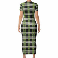Aloha Hawaii Pakalana Pikake Lei Short Sleeve Bodycon Dress Palaka Inspired Hawaiian-plaid Black