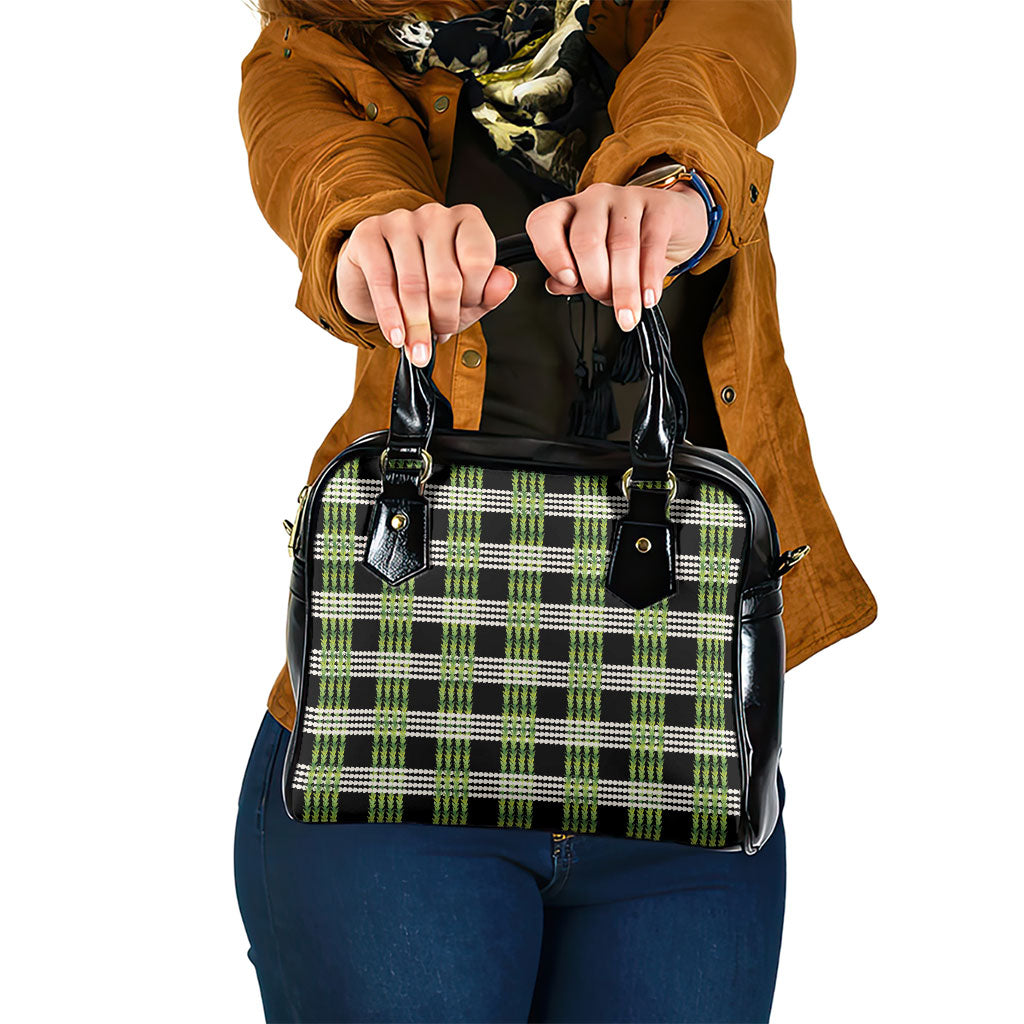 Aloha Hawaii Pakalana Pikake Lei Shoulder Handbag Palaka Inspired Hawaiian-plaid Black