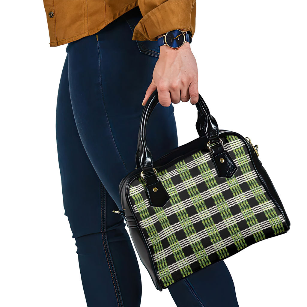 Aloha Hawaii Pakalana Pikake Lei Shoulder Handbag Palaka Inspired Hawaiian-plaid Black