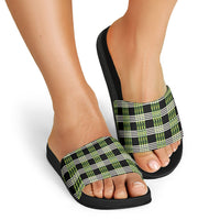 Aloha Hawaii Pakalana Pikake Lei Slide Sandals Palaka Inspired Hawaiian-plaid Black