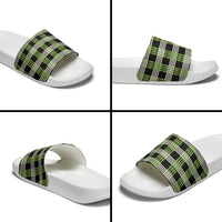 Aloha Hawaii Pakalana Pikake Lei Slide Sandals Palaka Inspired Hawaiian-plaid Black