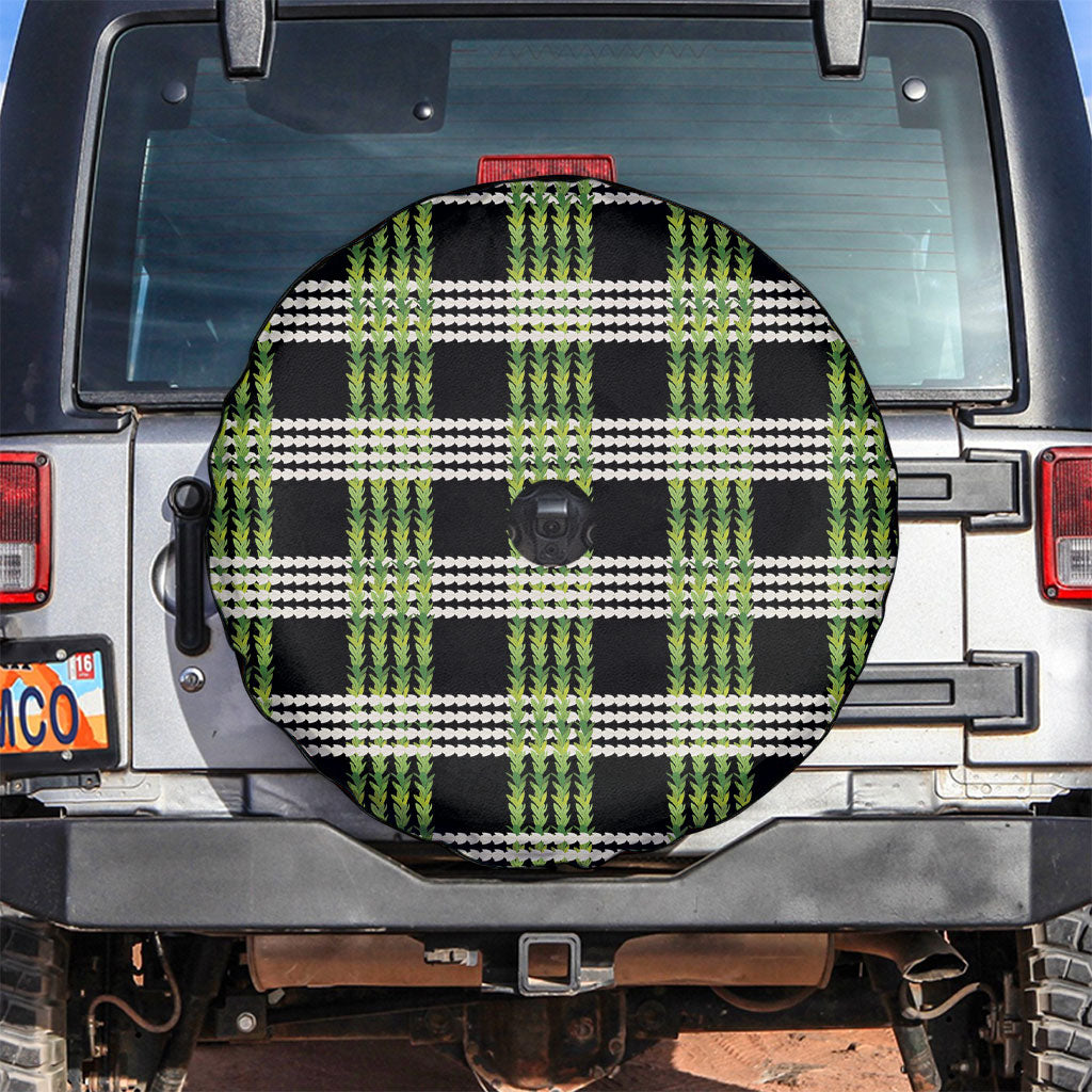 Aloha Hawaii Pakalana Pikake Lei Spare Tire Cover Palaka Inspired Hawaiian-plaid Black