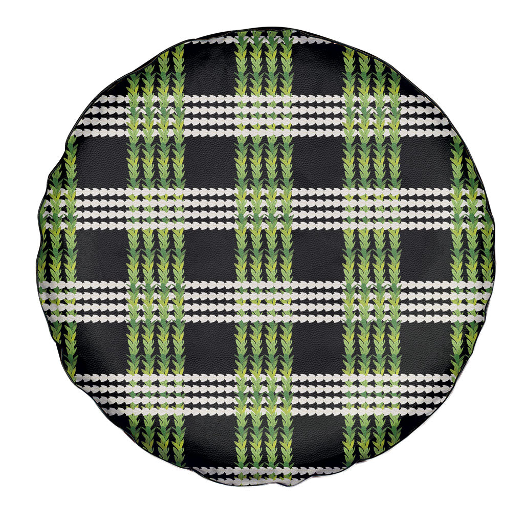 Aloha Hawaii Pakalana Pikake Lei Spare Tire Cover Palaka Inspired Hawaiian-plaid Black