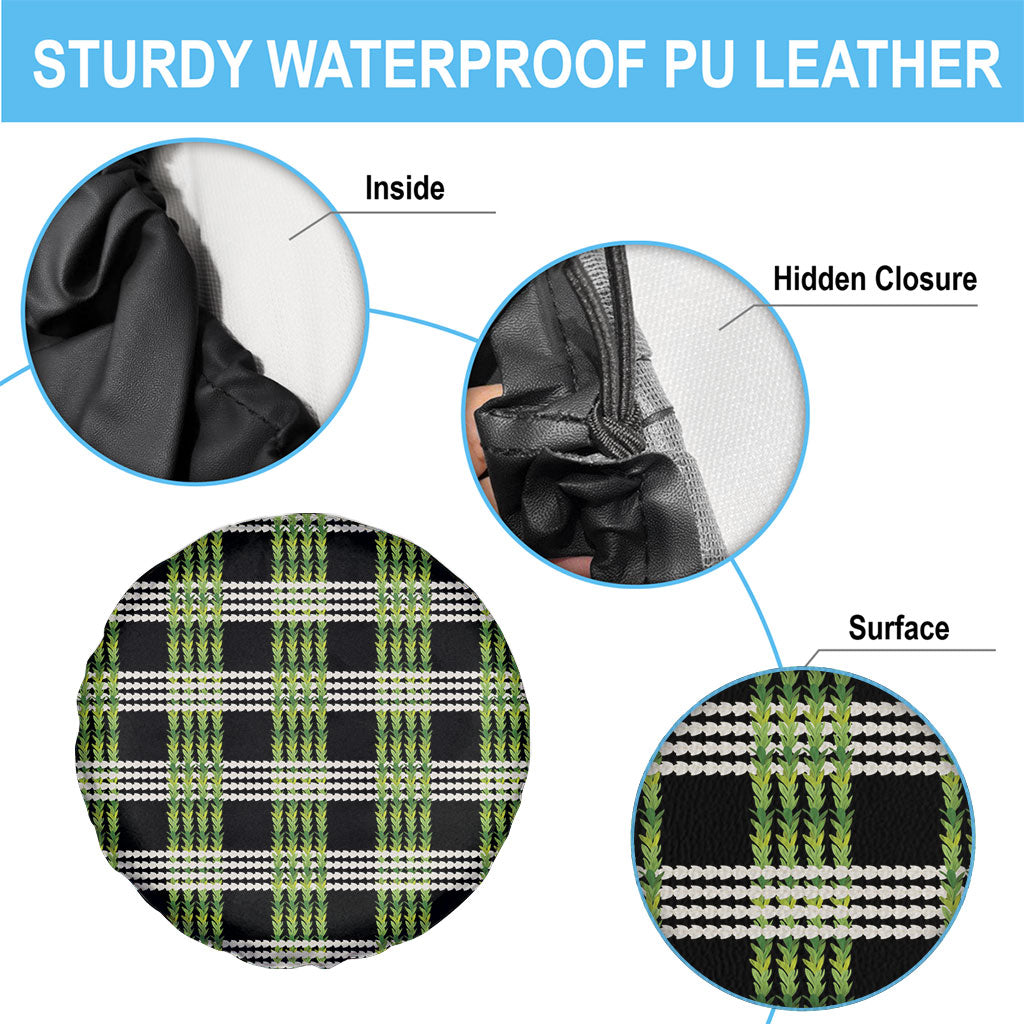Aloha Hawaii Pakalana Pikake Lei Spare Tire Cover Palaka Inspired Hawaiian-plaid Black